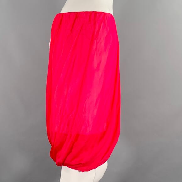 HELMUT LANG Size S Pink Silk Bubble Hem Skirt - Picture 2 of 7